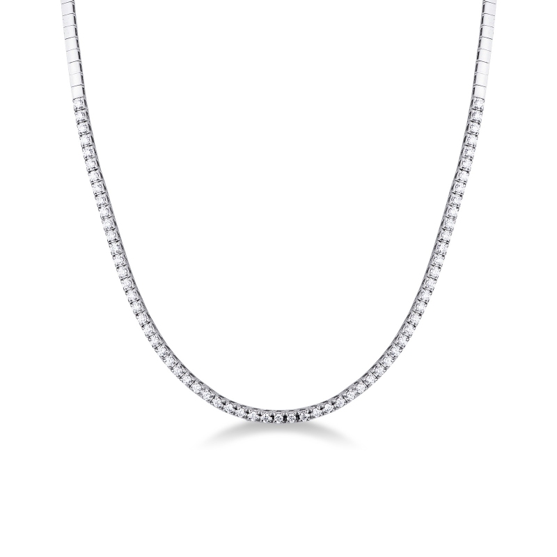 Collier tennis en or blanc 750 avec diamants