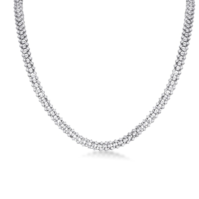 Collier design tissu avec diamants en or blanc 18k 