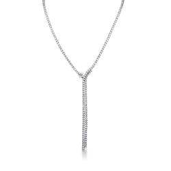 Collier en or blanc 18k à cascade de diamants