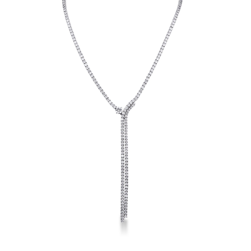 Collier en or blanc 18k à cascade de diamants
