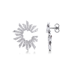 Boucles d'oreilles design avec diamants en or blanc 18k