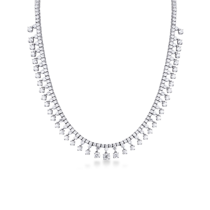 Collier en or blanc 18 carats avec pendantes en diamants