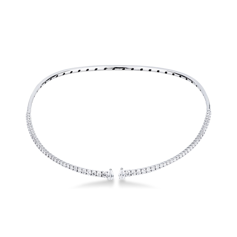 Collier ras du cou en or blanc 750 diamants rivière