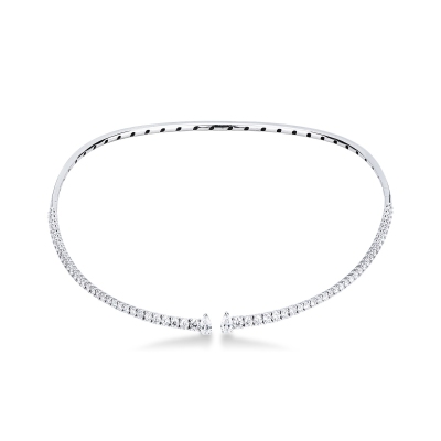 Collier ras du cou en or blanc 750 diamants rivière