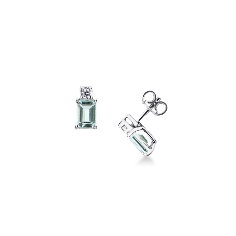 Boucles d'oreilles en or blanc 18 carats avec aigue-marine