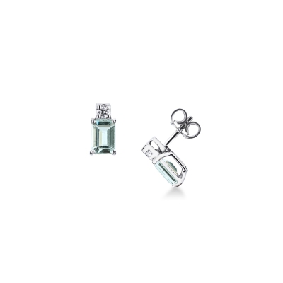 Boucles d'oreilles en or blanc 18 carats avec aigue-marine