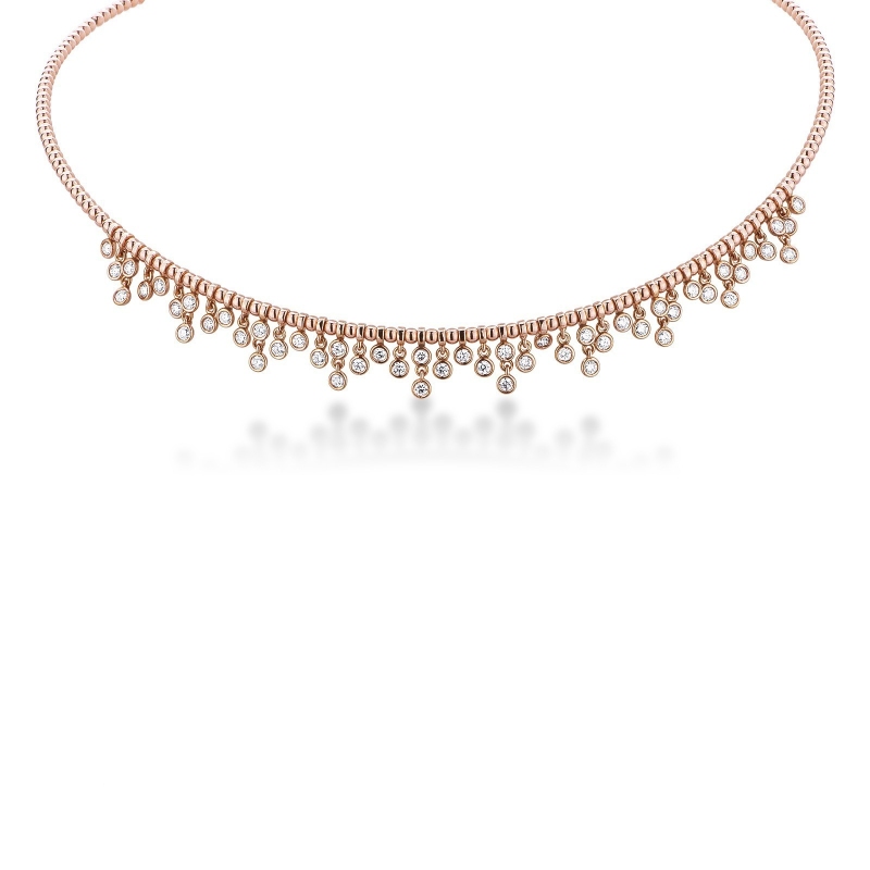 Collier choker or rose 18k avec diamants en cascade