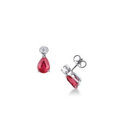 Boucles d'oreilles en or blanc 18 carats serties de rubis