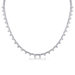 Collier tennis floral en or blanc 18k avec diamants
