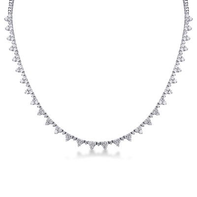 Collier tennis floral en or blanc 18k avec diamants