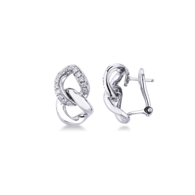 Boucles d'oreilles groumette en or blanc 18k avec diamants 
