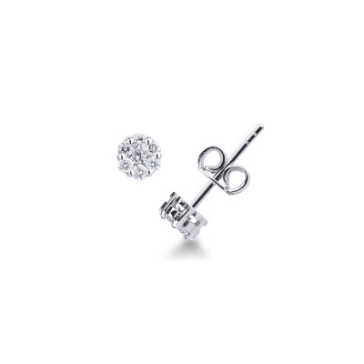 Boucles d'oreilles illusion en or blanc 18k avec diamants