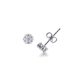 Boucles d’oreilles raffinées or blanc 18k avec diamant ct. 0,50