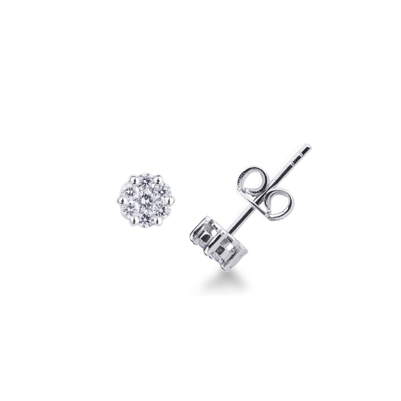 Boucles d’oreilles raffinées or blanc 18k avec diamant ct. 0,50