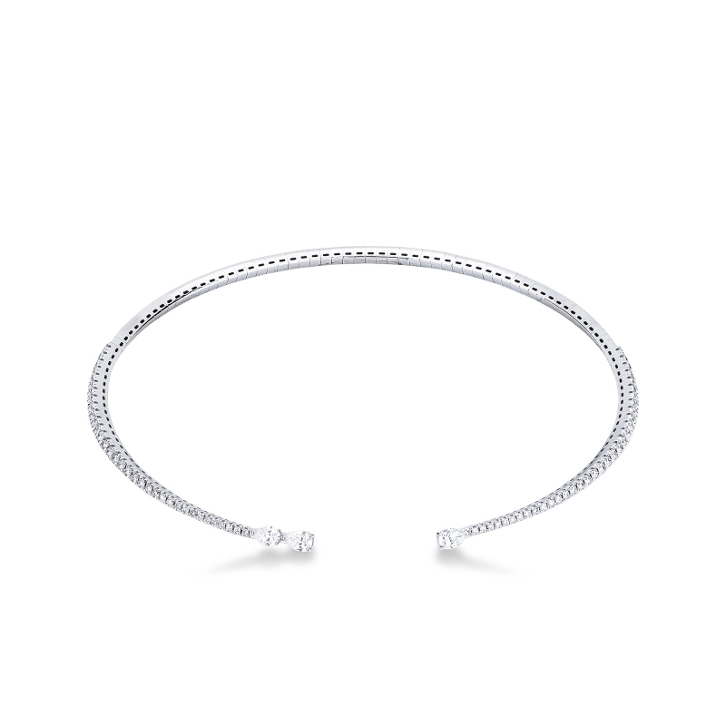 Collier ras du cou choker en or blanc 18k avec diamants