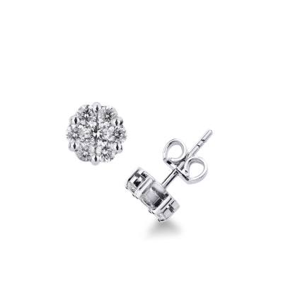 Boucles d’oreilles en or 18k illusion fleur avec diamants