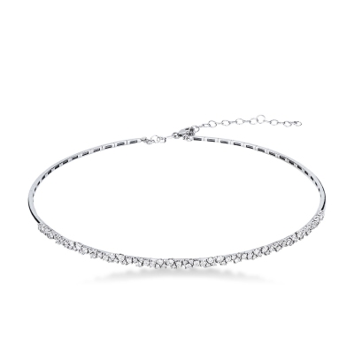 Choker design feuilles en or blanc 18 carats avec diamants 