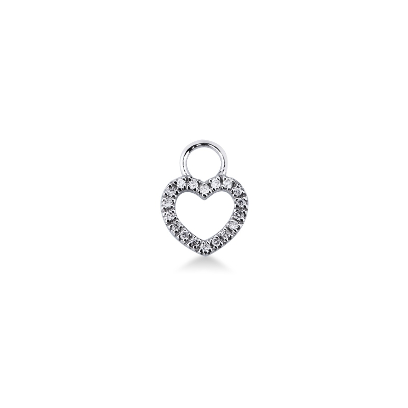 Charm à cœur en or blanc 18 carats et diamants
