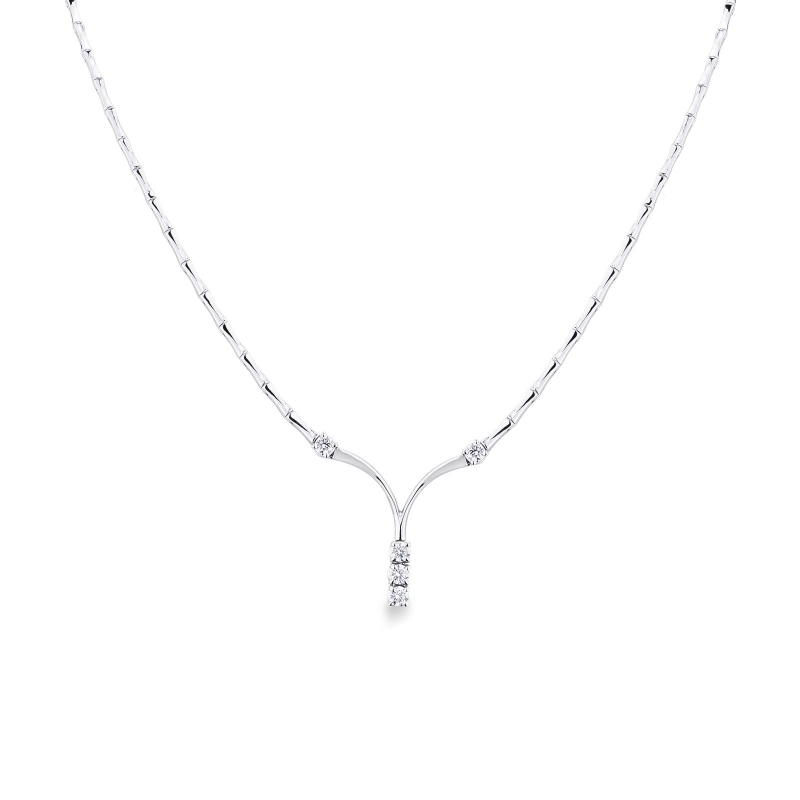 Collier semi-rigide or blanc 18k avec diamants