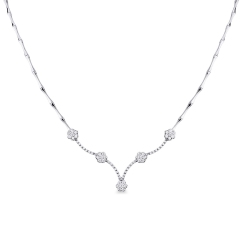 Collier semi-rigide en or blanc 18k avec diamants en forme de fleurs