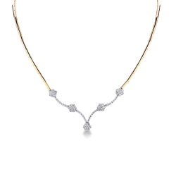 Collier semi-rigide en or blanc et jaune 18k avec diamants
