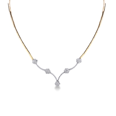 Collier semi-rigide en or blanc et jaune 18k avec diamants