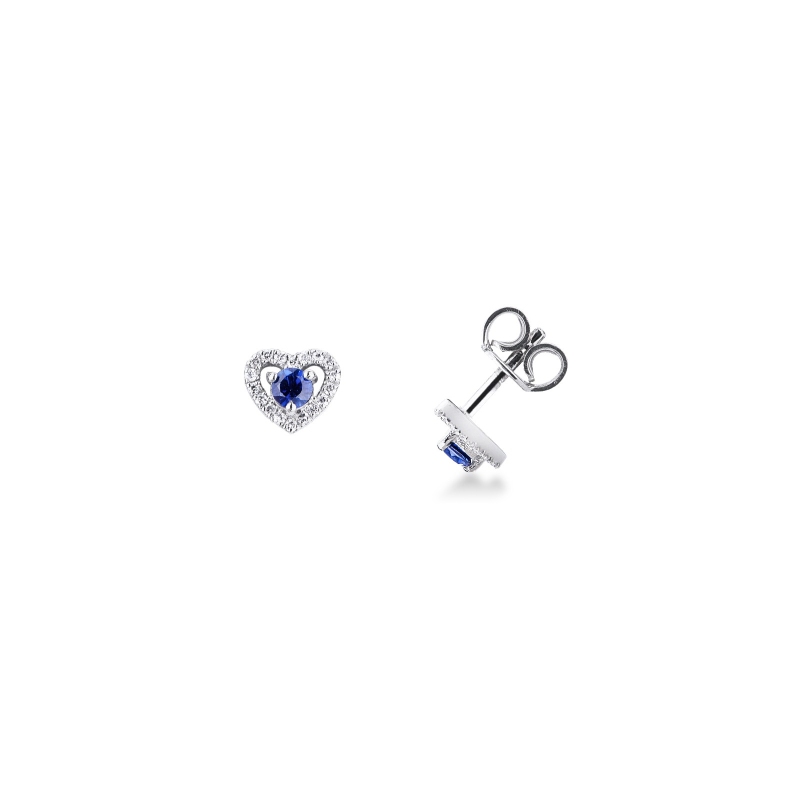 Boucles d'oreilles en or blanc 18k avec saphir bleu