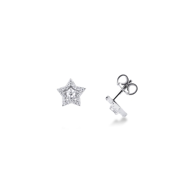 Boucles d’oreilles étoile en or blanc 18 carats avec diamants