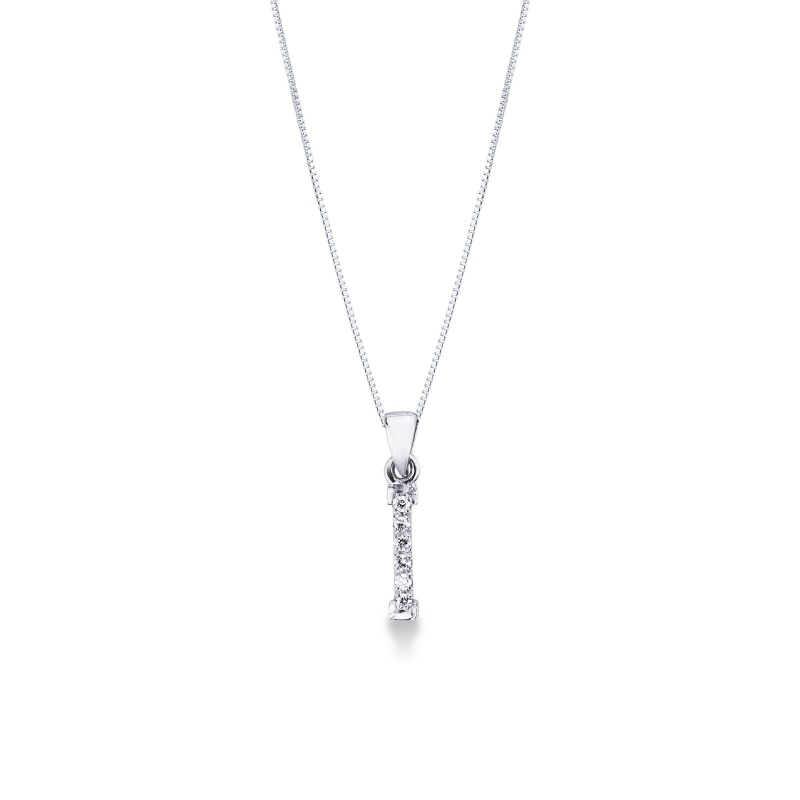 Collier avec la lettre  I en or blanc 18K et diamants