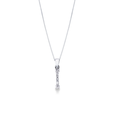 Collier avec la lettre  I en or blanc 18K et diamants