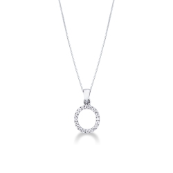 Collier avec lettre prénom  O en or blanc et diamants