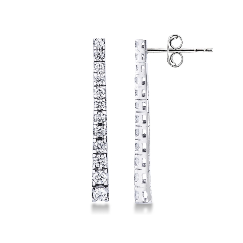 Boucles d'oreilles rivière diamants or blanc 18k 