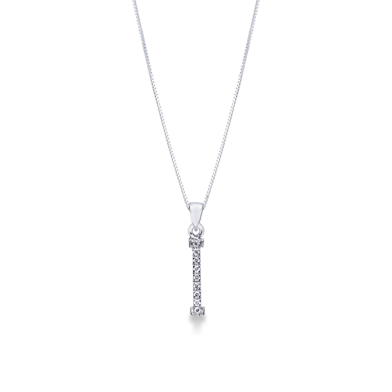 Collier avec lettre prénom  I en or blanc et diamants