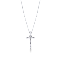 Collier pendentif lettre  T en or blanc 18K et diamants