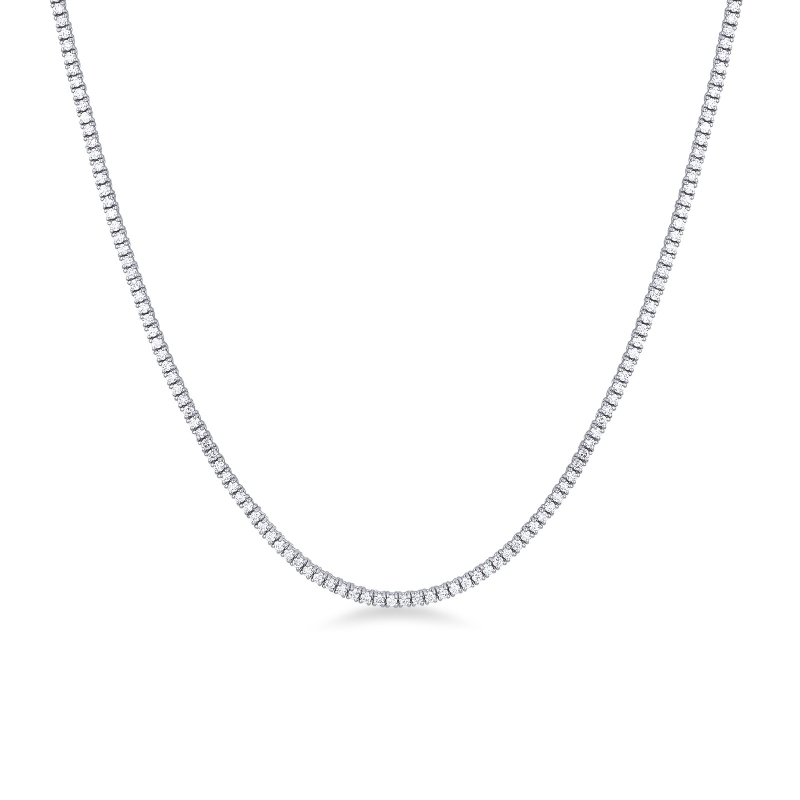 Collier tennis en or blanc 18k à fil linéaire 0.02 ct