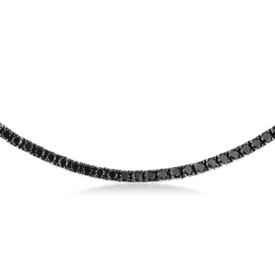 Collier tennis en or blanc 18k avec diamants noirs brunis 2,2 mm