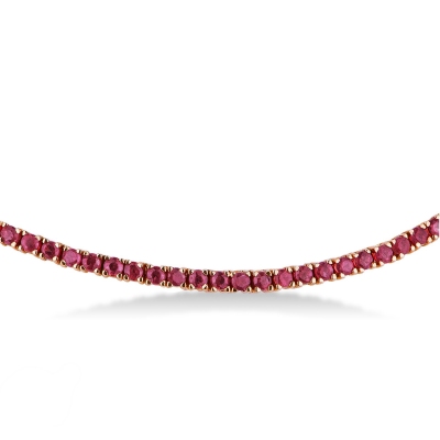 Collier tennis en or rose 18k avec rubis taille brillant