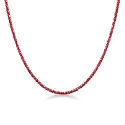 Collier tennis en or rose 18k avec rubis taille brillant
