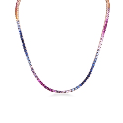 Collier tennis saphirs multicolores