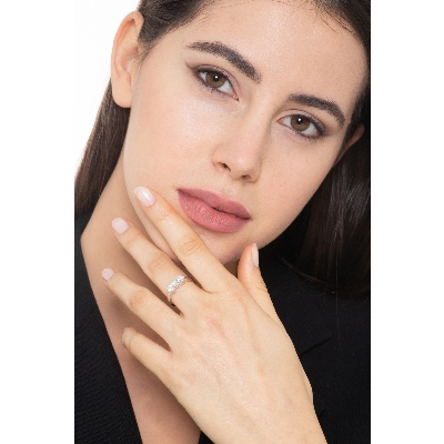 Bague 3 pierres de 0.75 ct en or blanc 18k 