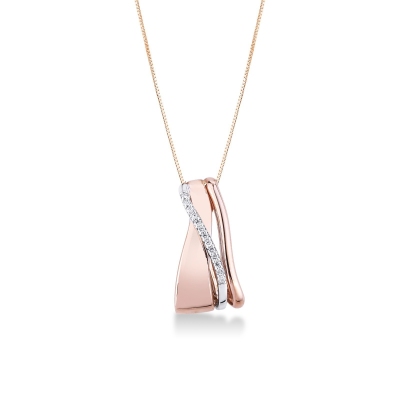 Collier en or blanc et rose 18k avec diamants incrustés
