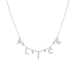 Collier personnalisé prénom  ALICE en or blanc 750 et diamants