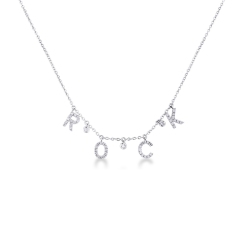 Collier en or blanc 18k avec le mot ROCK en diamants