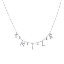 Collier avec lettres  SMILE en or blanc 750 et diamants