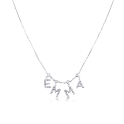Collier personnalisé prénom  EMMA en or blanc 750 et diamants