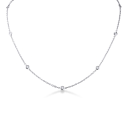Collier en or blanc 18 carats, de 40 cm, avec diamants