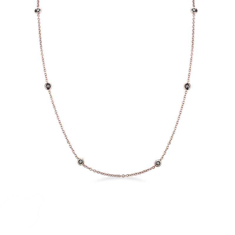 Collier ras du cou en or rose 18k avec diamants noirs