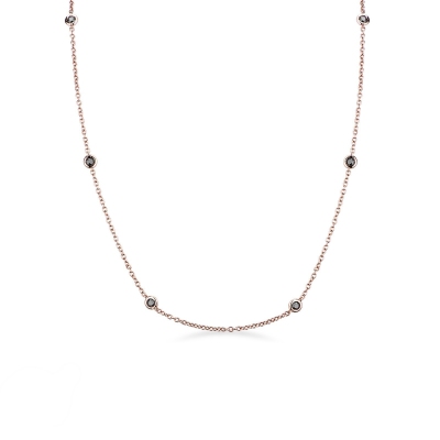 Collier ras du cou en or rose 18k avec diamants noirs
