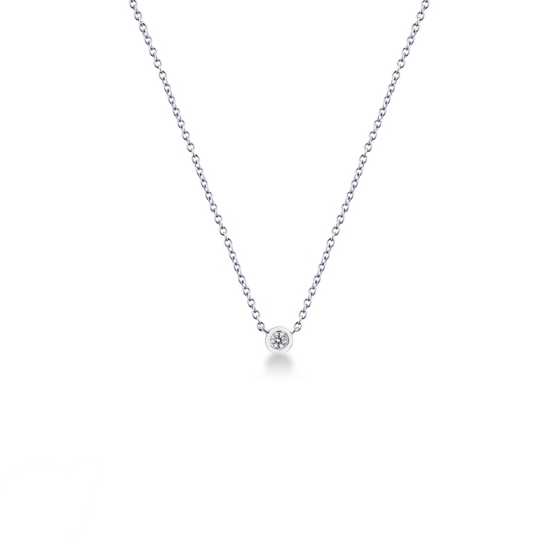 Collier en or blanc 18k avec brillant 0,05 ct