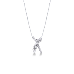 Collier en or blanc 18 carats croisé en diamants